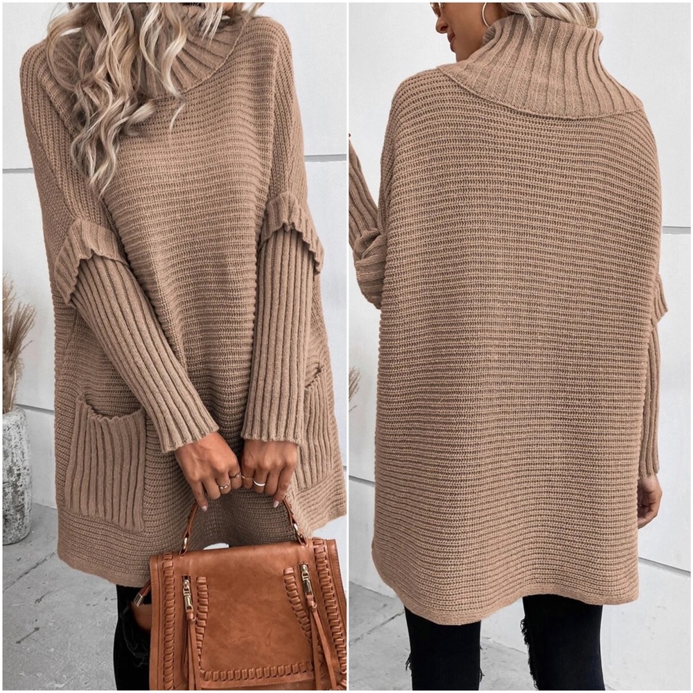 #43 Cozy Cable Knit Pocket Oversized Sweater Top - Picture 8 of 10